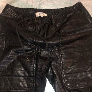 Leather jump suit style pants